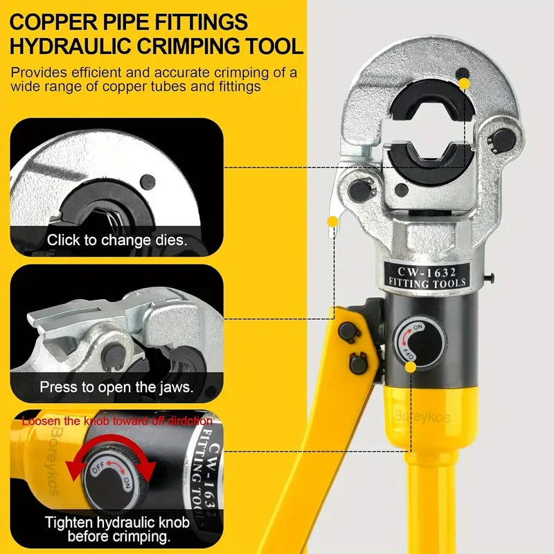 🔧 أداة كبس هيدروليكية احترافية لأنابيب الألمنيوم والبلاستيك